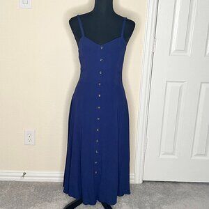 Forever21 Women's Midi Dress with Buttons in Navy Blue - US Small